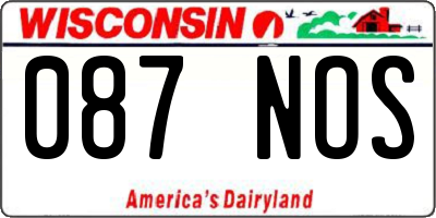 WI license plate 087NOS