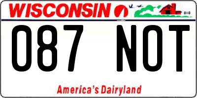 WI license plate 087NOT