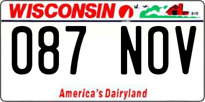 WI license plate 087NOV