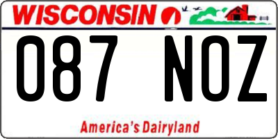 WI license plate 087NOZ
