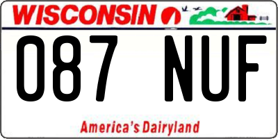 WI license plate 087NUF