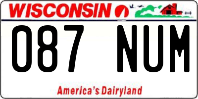 WI license plate 087NUM