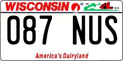 WI license plate 087NUS