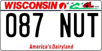 WI license plate 087NUT