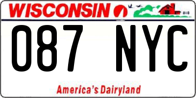 WI license plate 087NYC