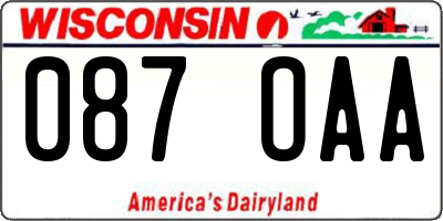 WI license plate 087OAA
