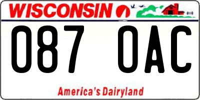 WI license plate 087OAC