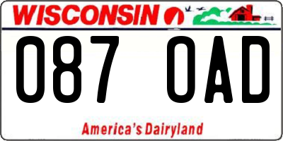 WI license plate 087OAD