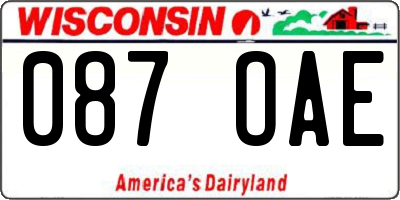 WI license plate 087OAE