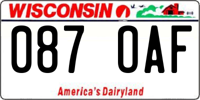 WI license plate 087OAF