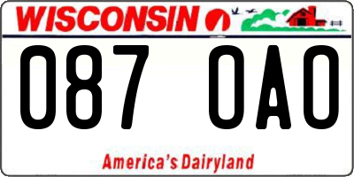WI license plate 087OAO