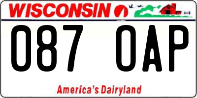 WI license plate 087OAP