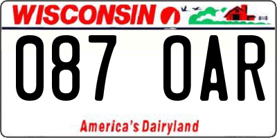 WI license plate 087OAR