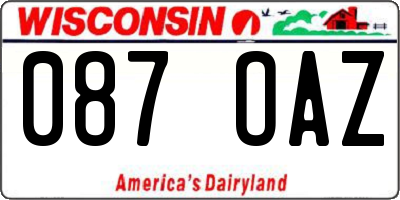 WI license plate 087OAZ