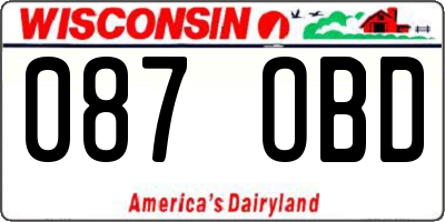 WI license plate 087OBD