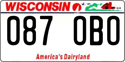 WI license plate 087OBO