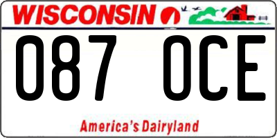 WI license plate 087OCE