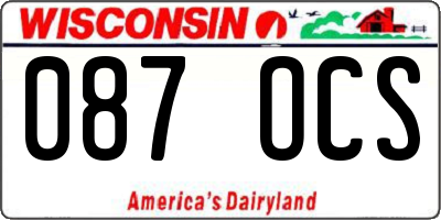 WI license plate 087OCS