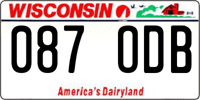 WI license plate 087ODB