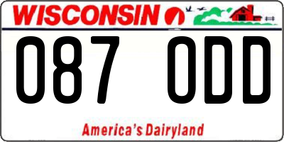 WI license plate 087ODD