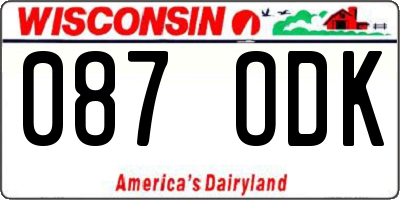 WI license plate 087ODK