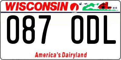 WI license plate 087ODL