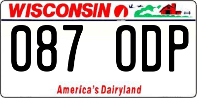 WI license plate 087ODP