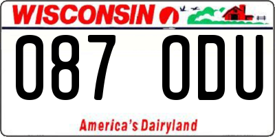 WI license plate 087ODU