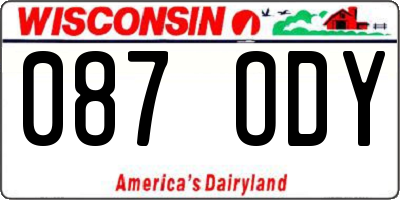 WI license plate 087ODY