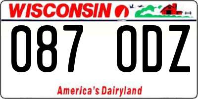 WI license plate 087ODZ