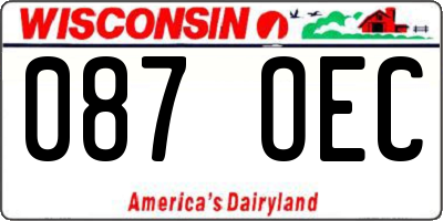 WI license plate 087OEC