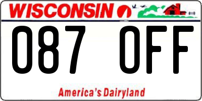 WI license plate 087OFF