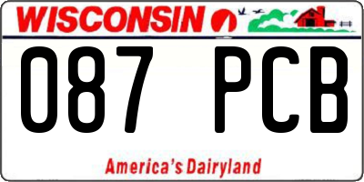 WI license plate 087PCB