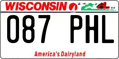 WI license plate 087PHL