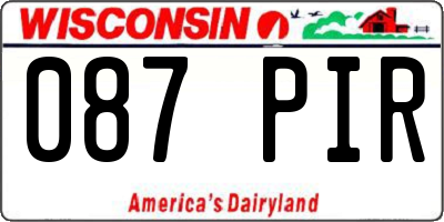 WI license plate 087PIR