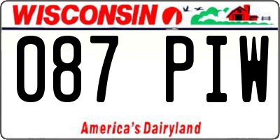 WI license plate 087PIW
