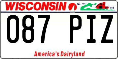 WI license plate 087PIZ