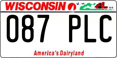 WI license plate 087PLC