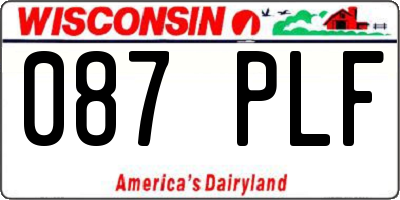 WI license plate 087PLF