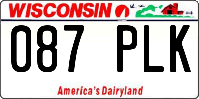 WI license plate 087PLK