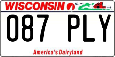 WI license plate 087PLY