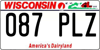 WI license plate 087PLZ