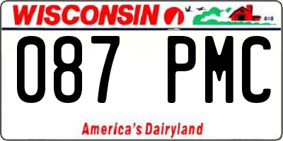 WI license plate 087PMC