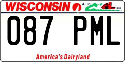 WI license plate 087PML
