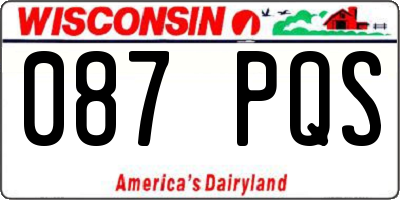WI license plate 087PQS