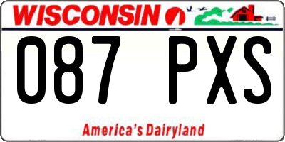 WI license plate 087PXS