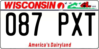 WI license plate 087PXT