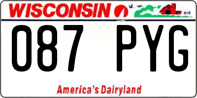 WI license plate 087PYG
