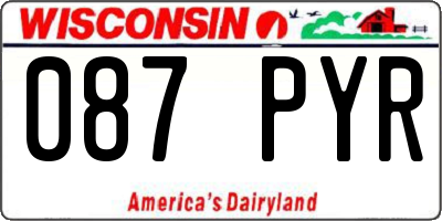 WI license plate 087PYR