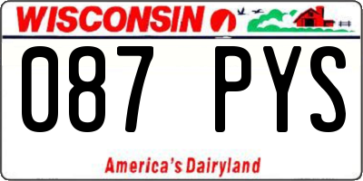 WI license plate 087PYS
